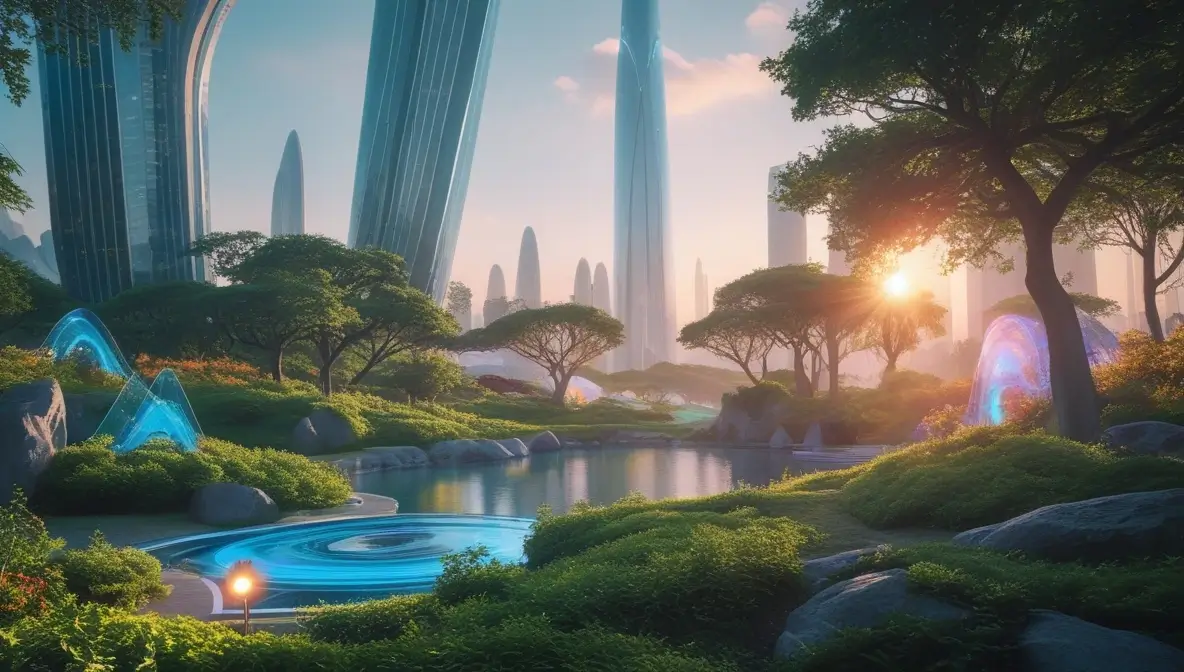 AR katmanlı ormanda ışık patikası