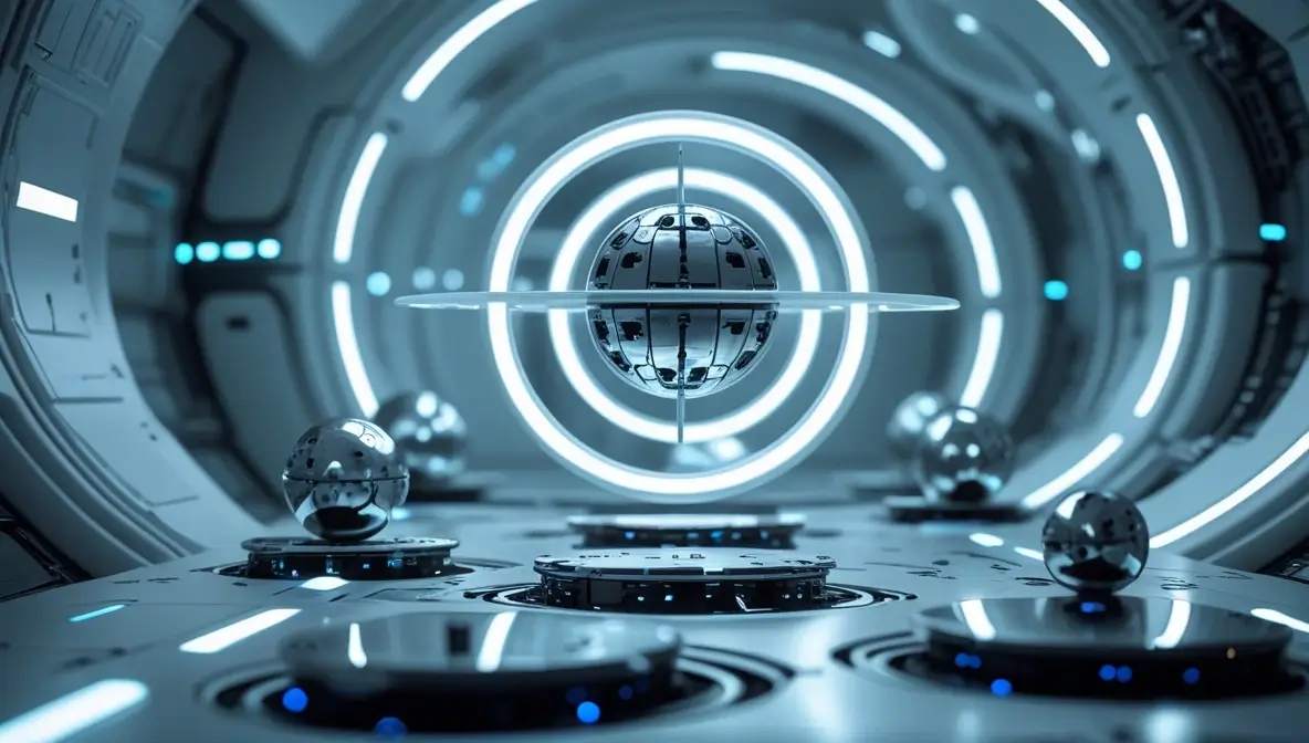 Yörüngede parlayan kürelerle bulmaca istasyonu